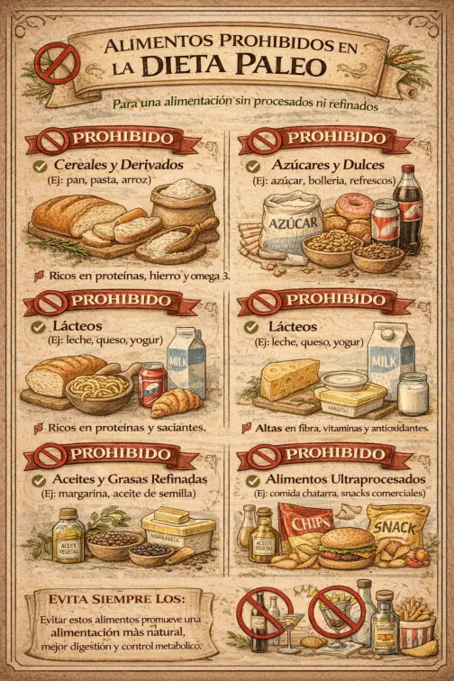 Alimentos prohibidos en la dieta Paleo