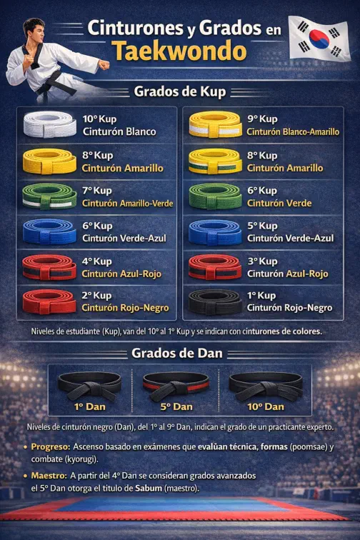 Cinturones y Grados en el Taekwondo