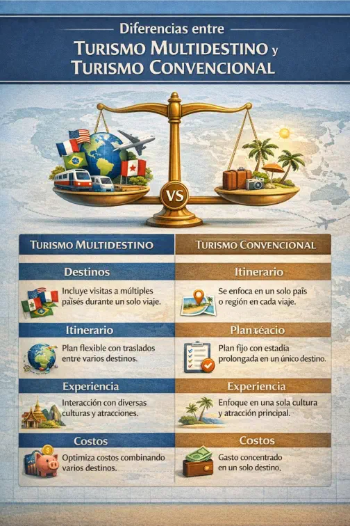 Diferencias entre Turismo Multidestino y Turismo Convencional