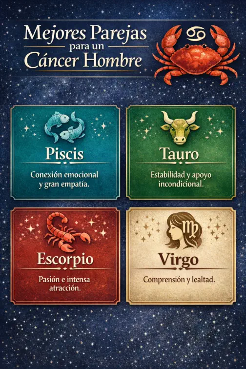 Mejores Parejas para un Cáncer Hombre