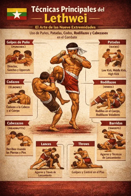 Técnicas principales del Lethwei Técnicas principales del Lethwei