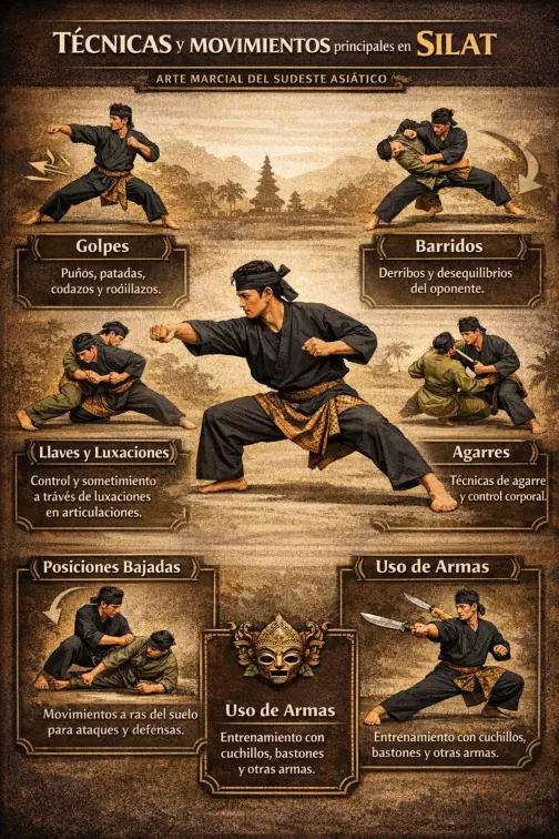 Técnicas y movimientos principales en el Silat