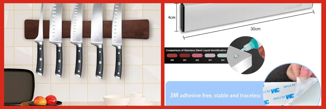 Imán para Cuchillos de Cocina adhesivo