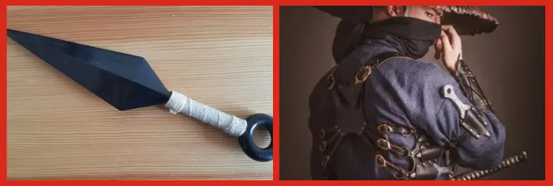 Kunai en vestimenta samurai