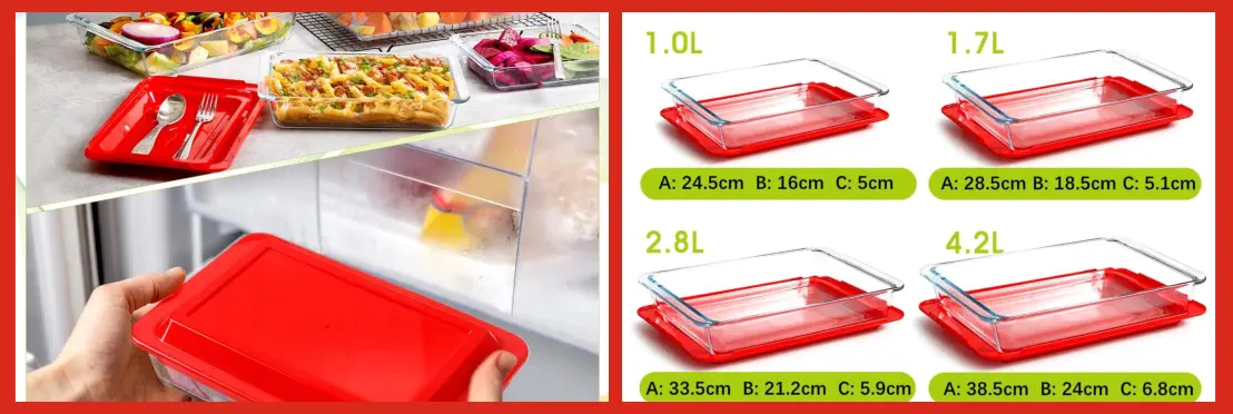 Fuentes de Horno de Cristal con Tapa