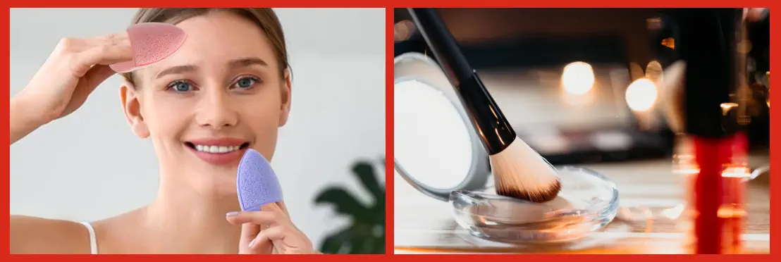 esponjas de maquillaje y brocha esenciales