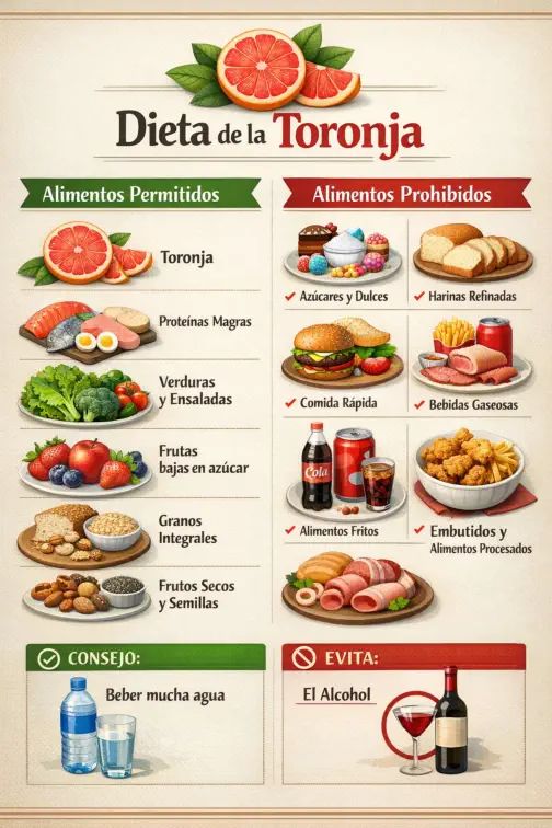 Alimentos Permitidos y Prohibidos en la Dieta de la Toronja