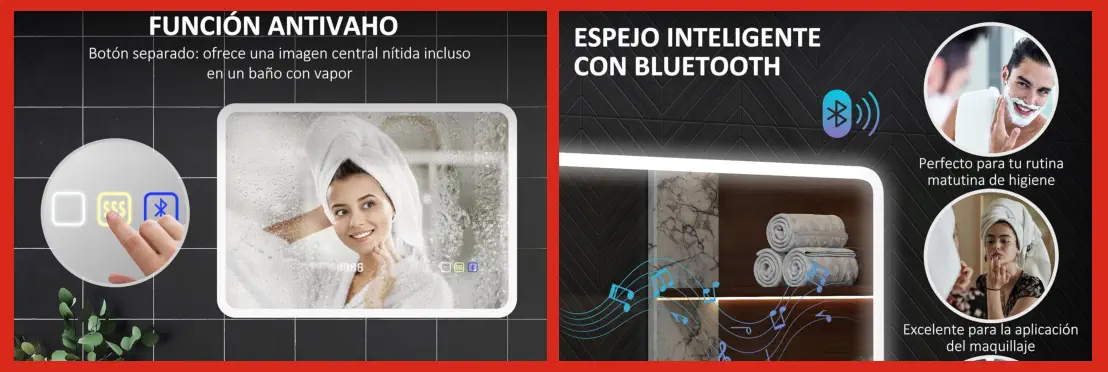 Espejos de Baño con Luz LED y Bluetooth